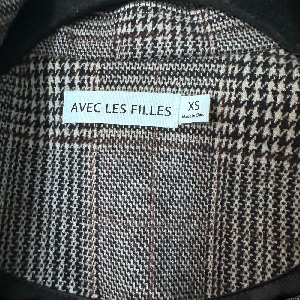 Glen Plaid Long Anthro Blazer - Grey/Cream/Black- XS- Boho Academia/Old World - Picture 3 of 11